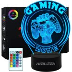 3d lampe illusion, lampe gamer avec t�l�commande - 16 couleurs, enfants et hommes gamer cadeaux d'anniversaire ...