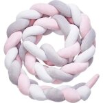 3m tour de lit coussin serpent coussin tressé pare - chocs velours protection bébé (gris blanc rose) 3m tour de lit coussin serpent coussin tressé pare - chocs velours protection bébé (gris blanc rose)