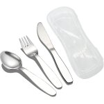 3pcs enfants fourchette cuill�re couteau set travel case 18 / 8 en acier inoxydable enfants argenterie ...