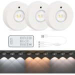 3pcs lampe de placard avec telecommande, rechargeable spot led sans fil, eclairage de vitrine, rgb dimmable ...