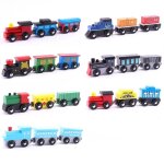 3pcs / set magn�tique en bois mini train wagon mod�le educatif enfants jouet gift d