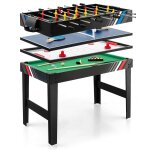 4 en 1 baby - foot avec 18 joueurs & billard et hockey & tennis de table table de jeu empilable avec ...