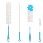 4 brosses de nettoyage de bouteilles en plastique, tasse a long manche, mamelon de b�b�, biberon de lait, ...