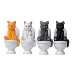 4 figurines de chat assis en pvc, jouets educatifs, statue d'animaux en pvc, d�cor de bureau, ornement ...