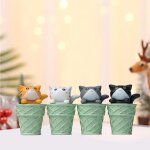 4 figurines de chats glaces mignonnes, statues de jardin f�erique, ornement de tableau de bord, accessoire ...