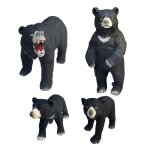 4 figurines ours noir artisanales, statues rustiques pour la maison, etag�re d'ornement, accessoires ...