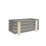 4 lits modulo puzzle gris empilables 90x200 l 203, 6 x lg 93, 8 x h 27, 5 cm