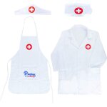 4 pcs docteur set, 2 x manteau, 2 x cap dguisement costume kit educatifs pour garons