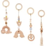 4 pices arche eveil bebe, arche portique en bois, jouet suspendu pour bb, accessoire landau, jouet ...