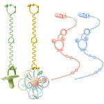 4 pi�ces attache tetine, attache tetine silicone 2 en 1, cha�nes de sucette en silicone, sans bpa avec ...