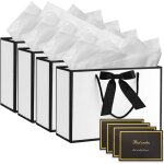 4 sacs cadeaux en papier avec ruban, pochettes cadeaux avec 4 cartes et 8 papiers de soie, pour les mariages, ...