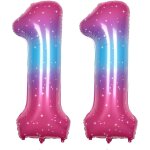 40 pouces foil ballons chiffre 11 rose - bleu (101cm), gonflable hélium ou air, géant numéro 0 - 9, 10 ... 40 pouces foil ballons chiffre 11 rose - bleu (101cm), gonflable hélium ou air, géant numéro 0 - 9, 10 ...