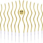 48 pièces bougies d'anniversaire torsadées en spirale avec supports pour gâteaux et cupcakes (or métallique)[z ... 48 pièces bougies d'anniversaire torsadées en spirale avec supports pour gâteaux et cupcakes (or métallique)[z ...