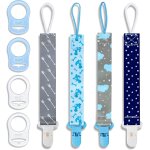 4pcs attache tetine tissu, attache sucette bebe, pacifier clip chain, garde la t�tine propre, douce et ...