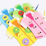 4pcs en bois coudre boutons enfilage la�age v�tements planche enfants education jouet