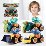 4pcs dinosaure voiture enfant diy vhicules de construction jeux assemblage et dmontage voiture de chantier ...