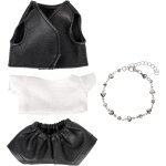 4pcs ensemble de vtements pour poupe, cool veste en cuir noir & pantalon t - shirt blanc avec collier ...