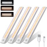 4pcs lampe detecteur de mouvement interieur lumiere led sans fil reglette cuisine escalier sous meuble ...