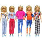 5 ensemble vtements manche courte + pantalon pour 29cm poupes accessoires bb cadeaux de nol casual ...