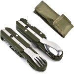 5 in 1 stainless steel folding tableware, multifunctional camping tools, foldable cutlery for picnics, ... 5 in 1 stainless steel folding tableware, multifunctional camping tools, foldable cutlery for picnics, ...