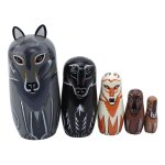 5 pcs / ensemble nouveau mignon en bois animal loup peinture de nidification poupes poupe russe matriochka ...