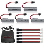 5 pices 3, 7v 2000mah sm - 2p fiche lipo batterie avec chargeur 5 en 1 adapt aux vhicules de44 de45 ...