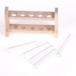 5 pièces / ensemble tubes a essai en verre de laboratoire avec ensemble de support en bois 1:12 maison ... 5 pièces / ensemble tubes a essai en verre de laboratoire avec ensemble de support en bois 1:12 maison ...