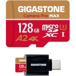 [5 years free data recovery] gigastone 128gb microsdxc memory card with usb 3. 2 type c card reader, ...