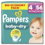 56 couches pampers baby dry, taille 4 +