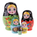 5pcs poup�es russes matriochka en bois - fille d'hiver magideal