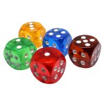 5x ds en cristal rond 25mm 6 cts ds transparents pour jeu de hasard