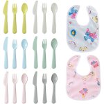 6 ensembles de couverts colors et 2 morceaux de bavoirs, couverts pour enfants mignons, serviette de ...