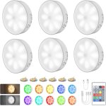 6 packs dimmable lampe detecteur mouvement [avec tlcommande], 12 couleurs 3 modes, veilleuse led automatique ...