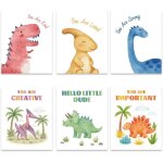 6 pcs d'art mural imprim dinosaure affiches d'imprims d'animaux mots de motivation citations inspirantes ...