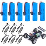 6 pcs batterie 3. 7v 1200mah, batterie lithium 3. 7v 1200mah avec chargeur usb sm - 2p connecteur, accu ...