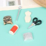 6 pcs / set miniature maison de poupe accessoires outils a tricoter simulation ciseaux