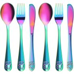6 pices couverts enfant en inox, 2 x fourchette 2 x cuillre et 2 x couteaux pour enfant bb maison ...