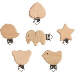 6 pi�ces kit attache t�tine bois naturel clip attache pince attache, clip bois naturel pour attache - ...