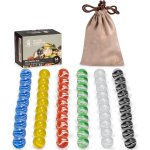 60 billes de verre translucides pour dames chinoises avec motif oeil de chat - 14 millim�tres