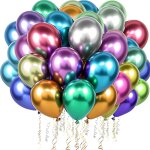 60 pi�ces ballons anniversaire multicolore avec 3 rouleaux de rubans color�s ballons a h�lium 12 pouces ...