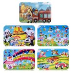 60pcs en bois police chiffres camion pompier bricolage puzzle enfants educatif toy 5#