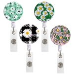 7 rouleaux de badge, clip badge infirmi�re r�tractable, clip badge pince crocodile (3 sachets de fleurs ...