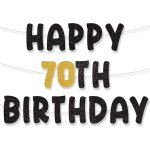 70 ans guirlande joyeux anniversaire noir or happy 70th birthday banni�re banderole joyeux anniversaire ...