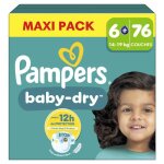 76 couches pampers baby dry, taille 6 +