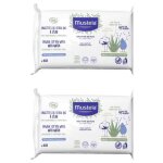 77500 mustela lingettes de coton bio a l'eau lot de 2 x 60 lingettes