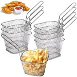 8 x individual french fries basket mini fries basket stainless steel chip serving dishes for french fries ...