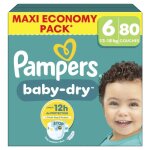 80 couches pampers baby dry, taille 6 +
