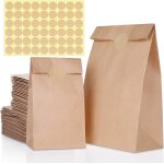 80pcs sacs en papier marron, sacs - cadeaux en papier kraft pour la nourriture, le djeuner, les ftes ...