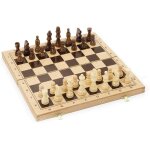 8132 - jeux de socit - jeu d'echecs - coffret pliant en bois, brun, crme[z2096]