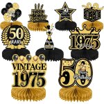 9 pi�ces decoration table anniversaire 50 ans, decoration table anniversaire 50 ans, d�corations de f�te ...